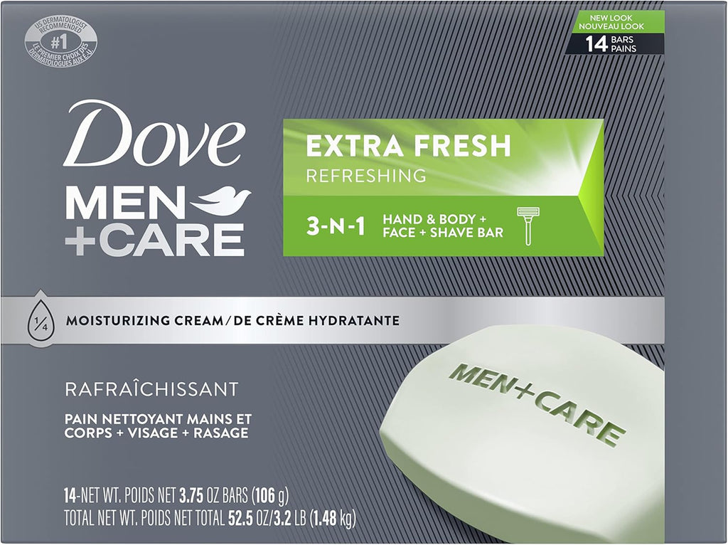 Dove Men+Care Cool Moisture 3-in-1 Cleansing Bar - 12 Pack (1272g)