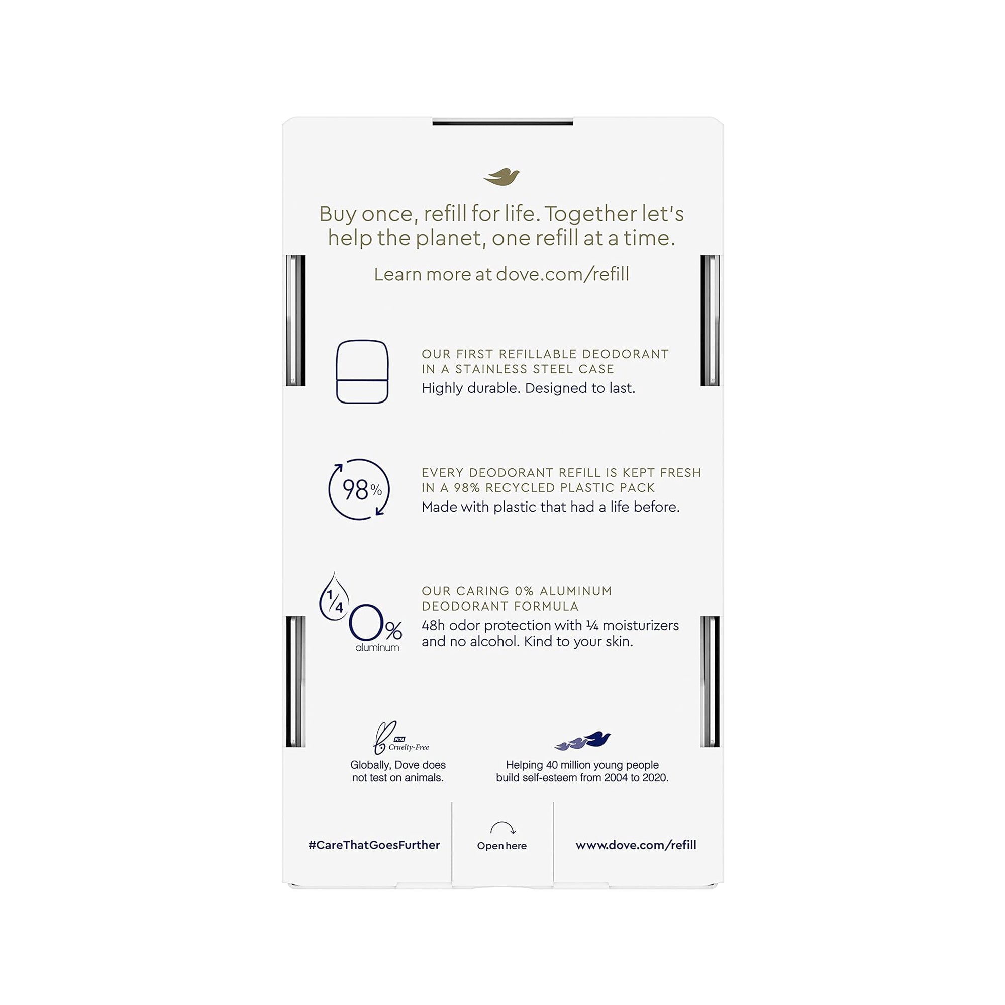 Dove 0% Aluminum Deodorant – Cucumber & Green Tea (Refillable - Starter Kit) 32g