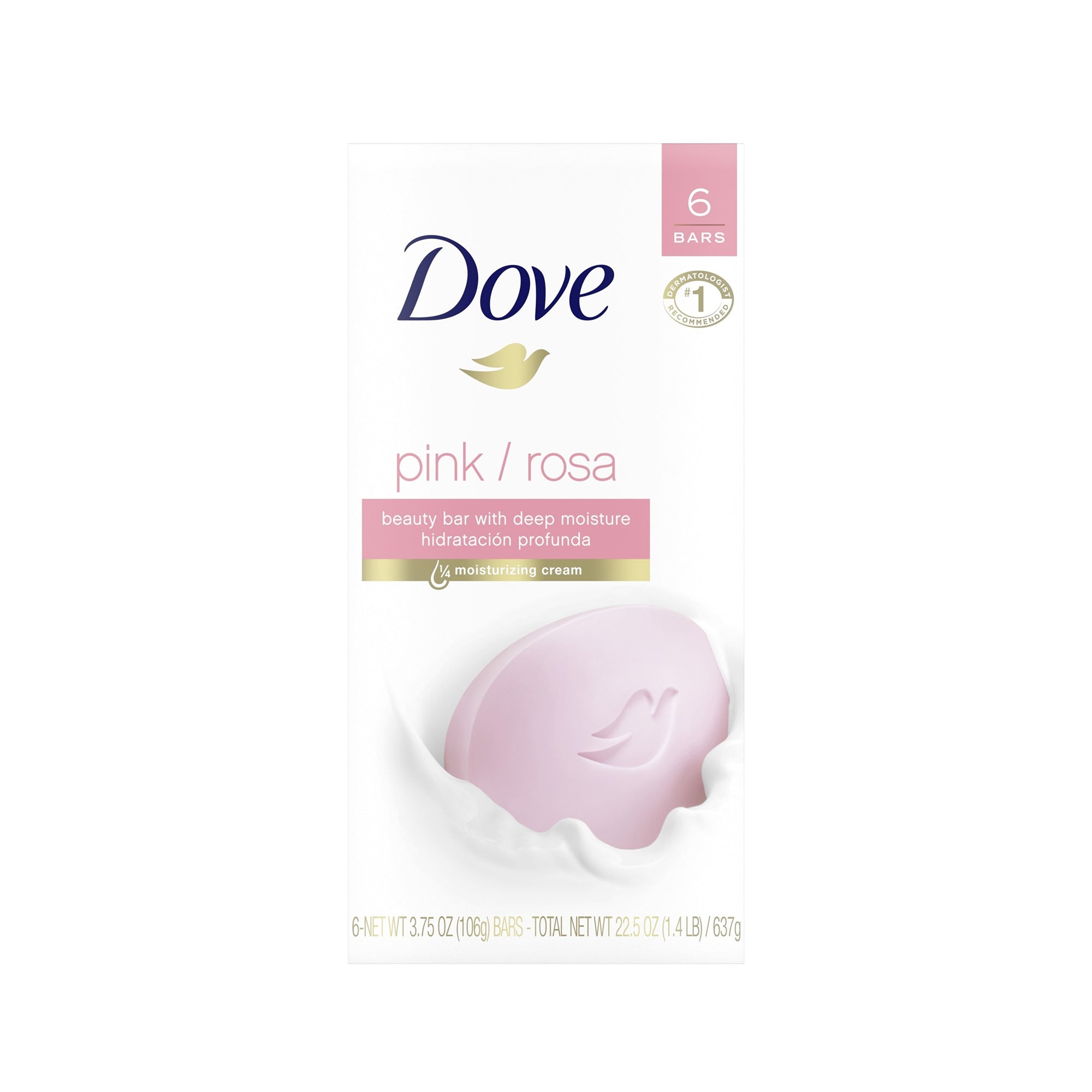 Dove Pink Rosa Beauty Bar - Moisturizing Soap for Sensitive Skin (6 Pack) 637g