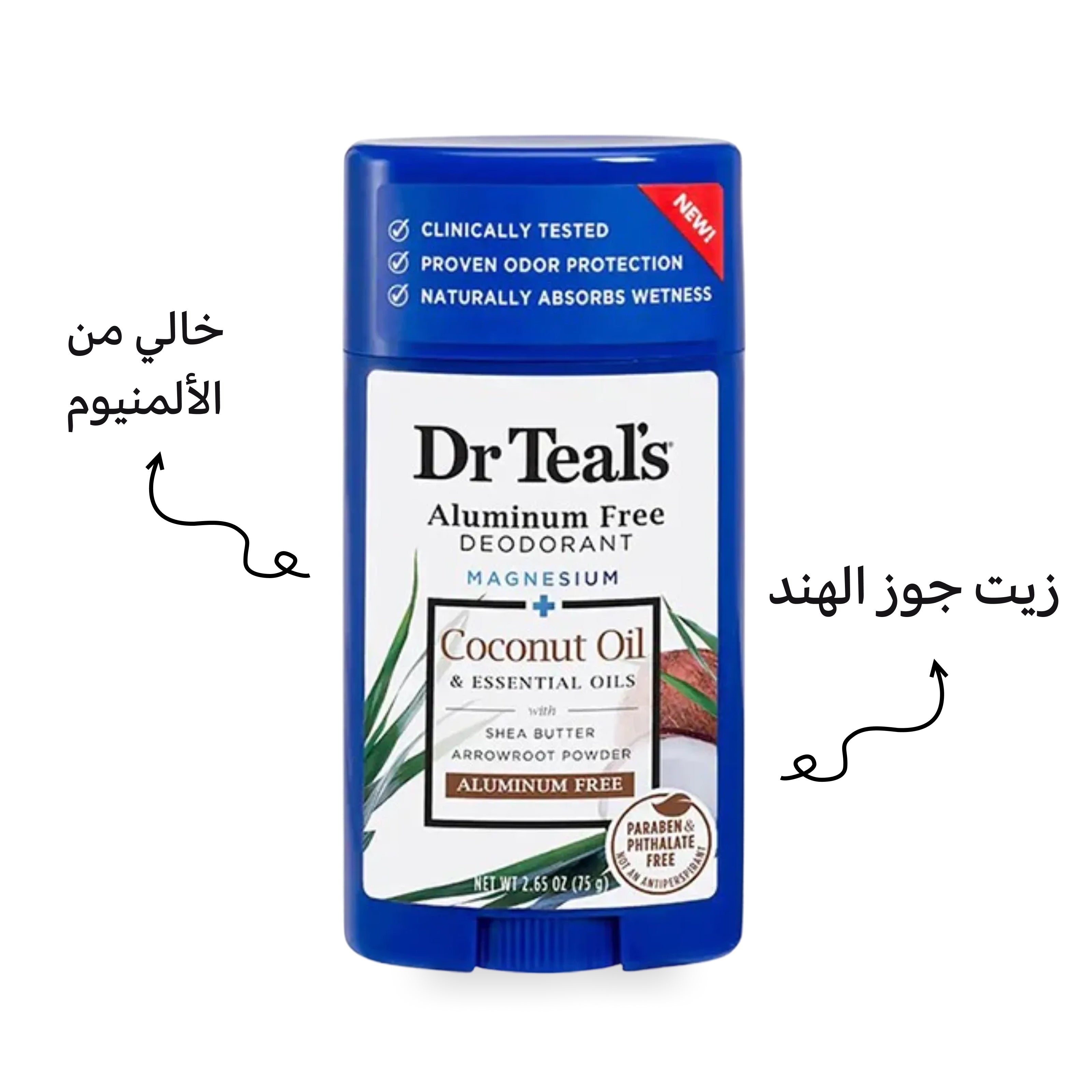 Dr Teal's Aluminum-Free Deodorant Stick with Coconut Oil - 75g