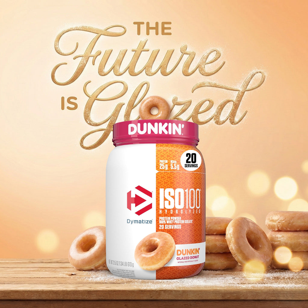 Dymatize ISO 100 Whey Protein Isolate - دونات مزججة من Dunkin - 610 جم