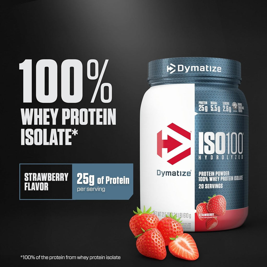 Dymatize ISO 100 Whey Protein Isolate – فراولة – 610 جم (20 حصة)