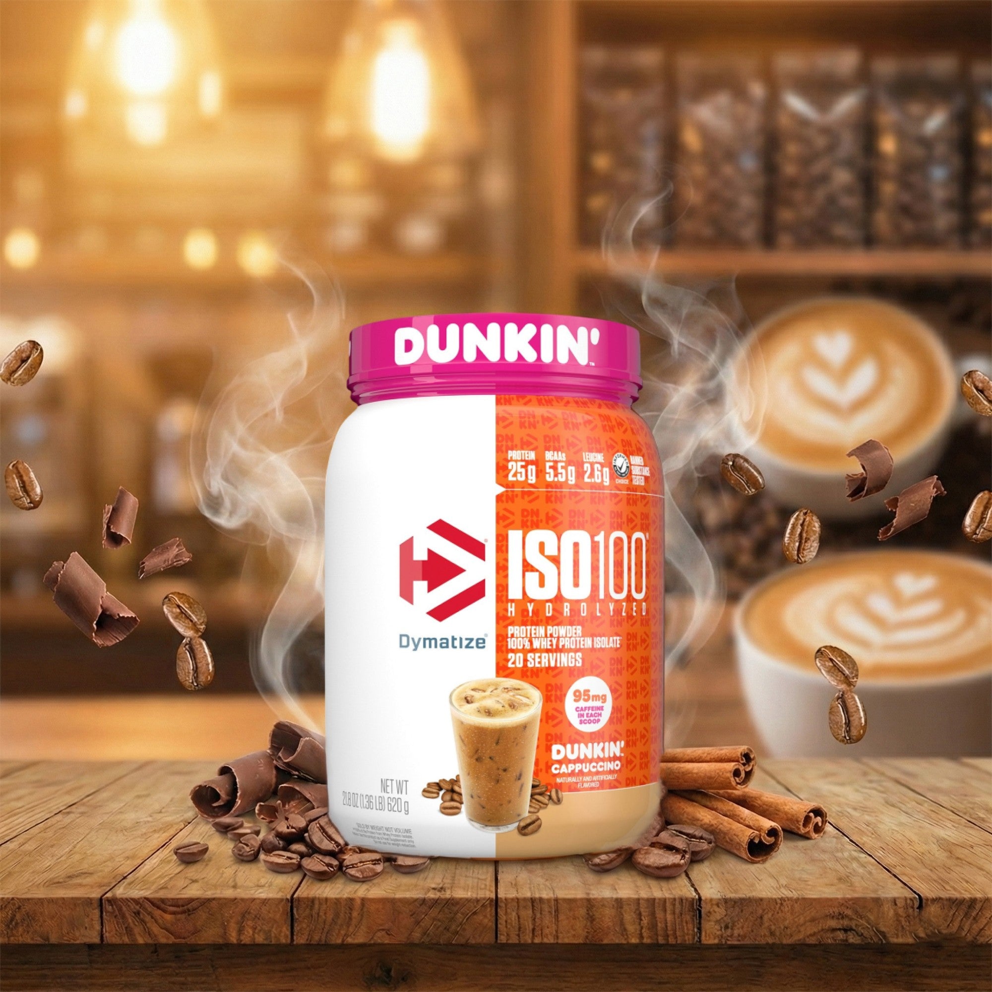 Dymatize ISO 100 Whey Protein Powder – Dunkin Cappuccino 620g (20 Servings)