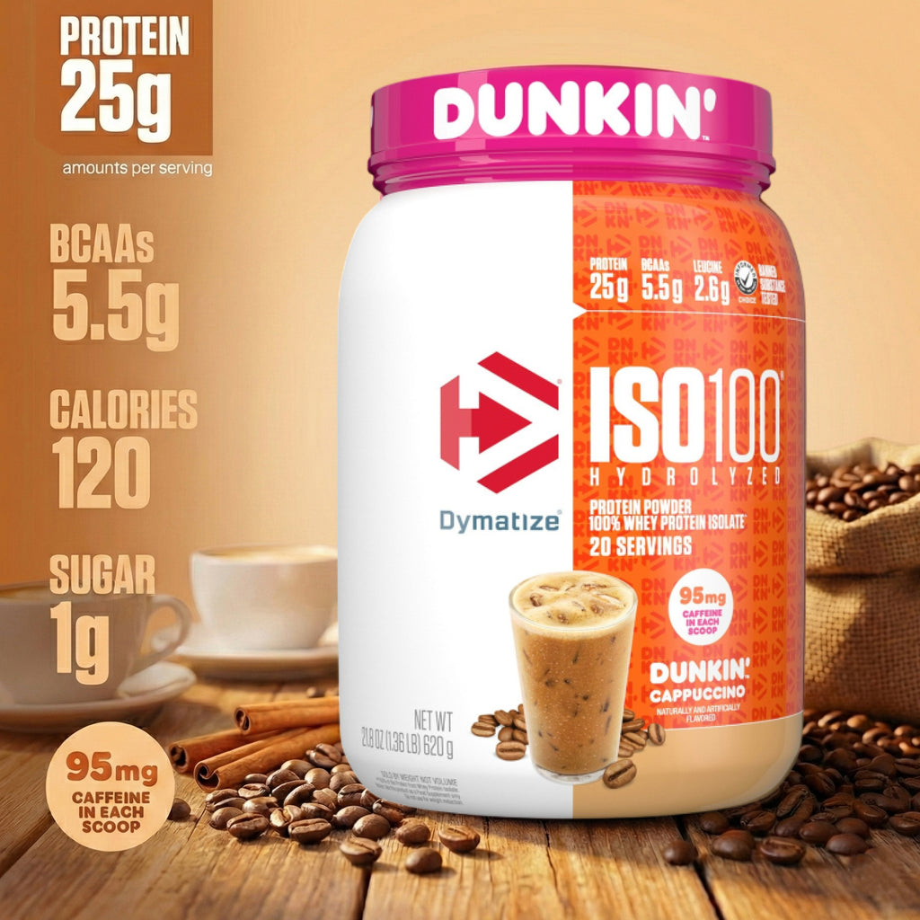 مسحوق بروتين مصل اللبن Dymatize ISO 100 – دانكن كابتشينو 620 جم (20 حصة)
