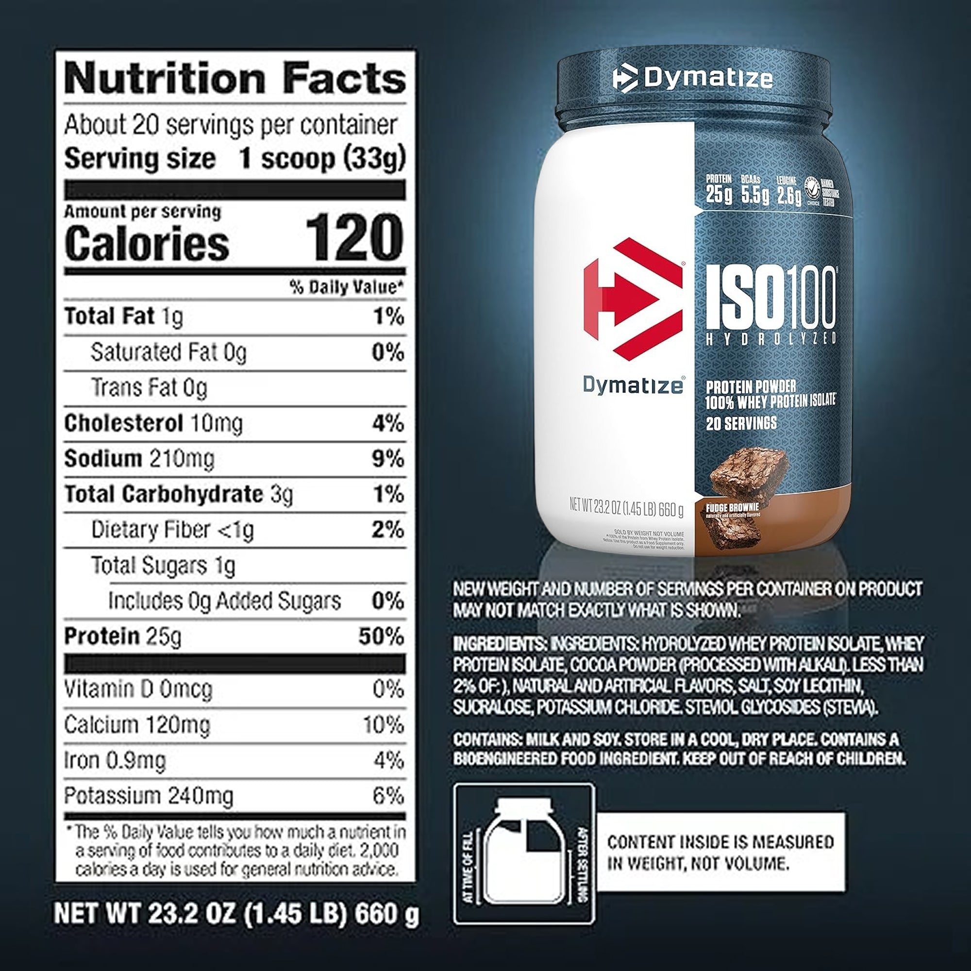 Dymatize ISO 100 - Fudge Brownie 660g - 20 Serving