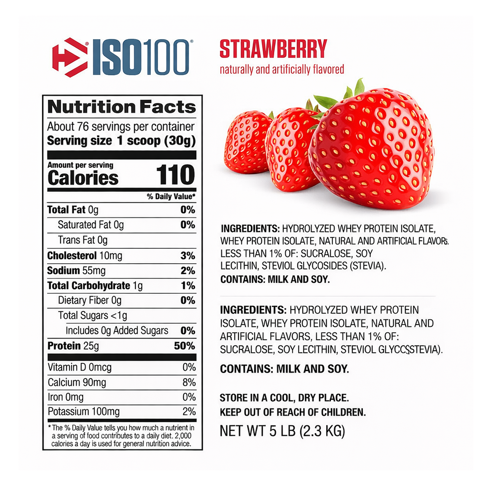 Dymatize ISO 100 Whey Protein Isolate – Hydrolyzed Muscle Building Fuel 5 LB