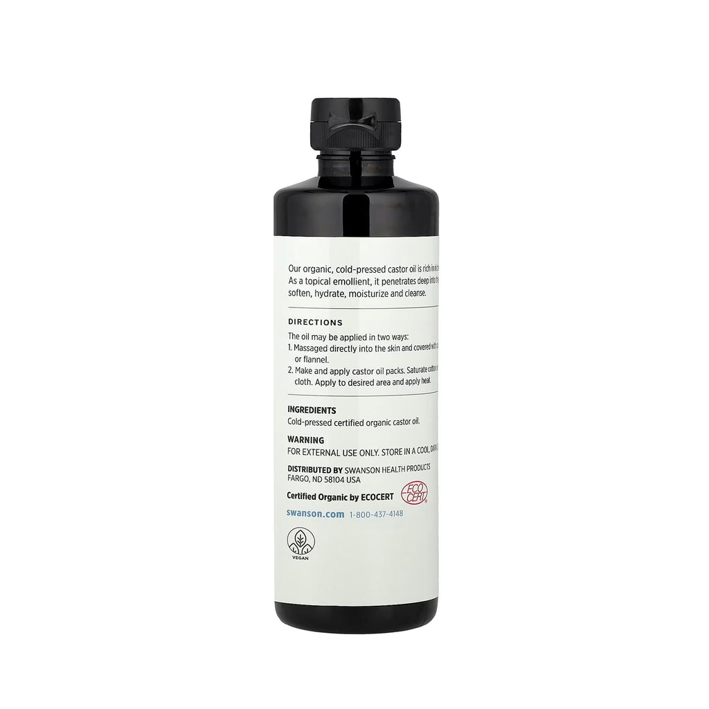 Swanson زيت الخروع المضغوط على البارد المعتمد عضوي - 16 fl oz (473ml)