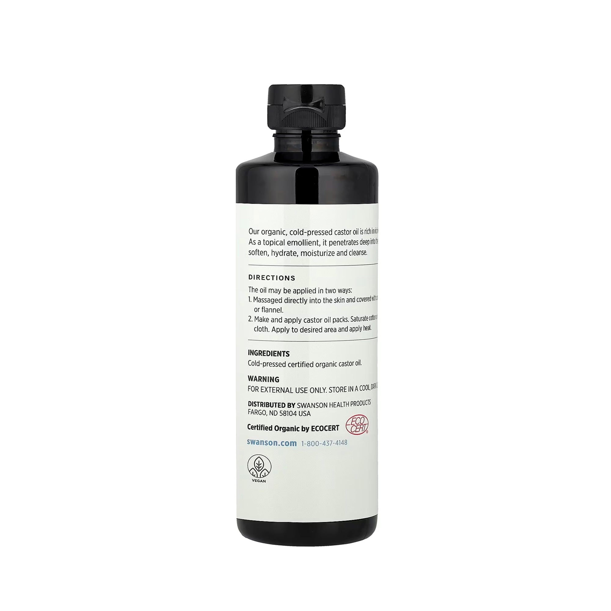 Swanson زيت الخروع المضغوط على البارد المعتمد عضوي - 16 fl oz (473ml)