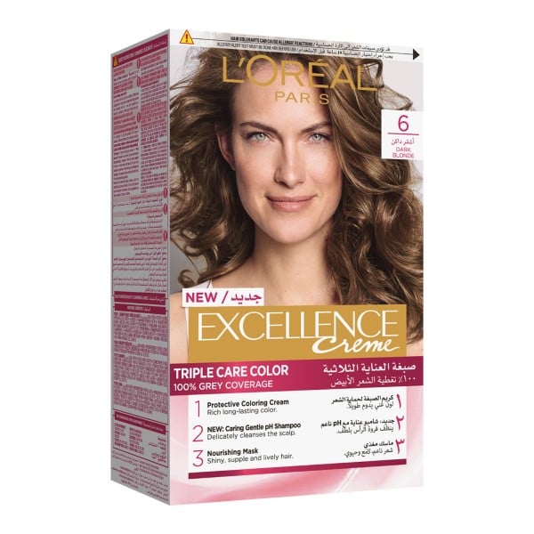 Loreal Hair Color Cream Excellence Triple Care 6 Dark Blonde