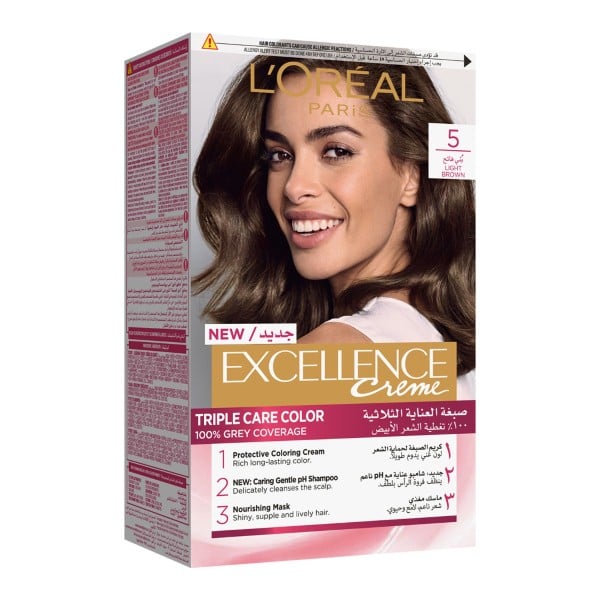 Loreal Hair Color Cream Excellence Triple Care 5 Light Brown