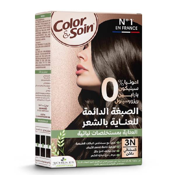 Color & soin hair color kit 135ml without ammonia 3n dark chestnut v3