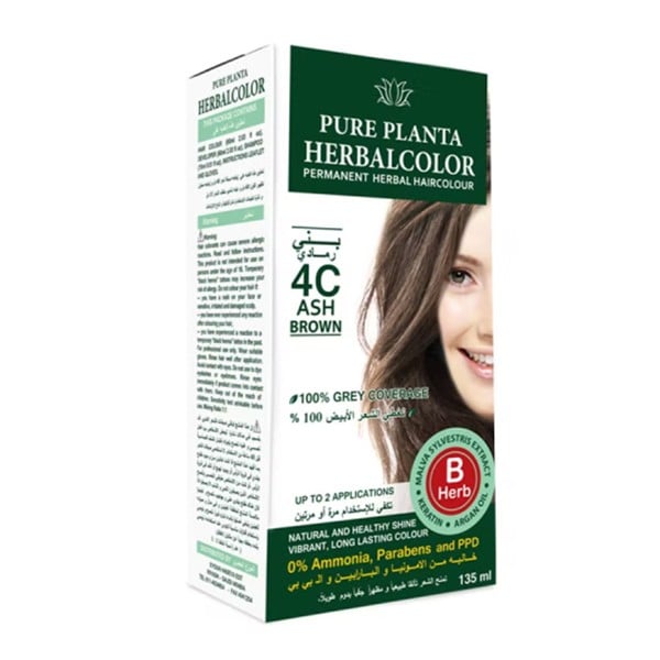صبغة شعر خالية من الأمونيا من Pure Planta 135 مل 4C بني رمادي