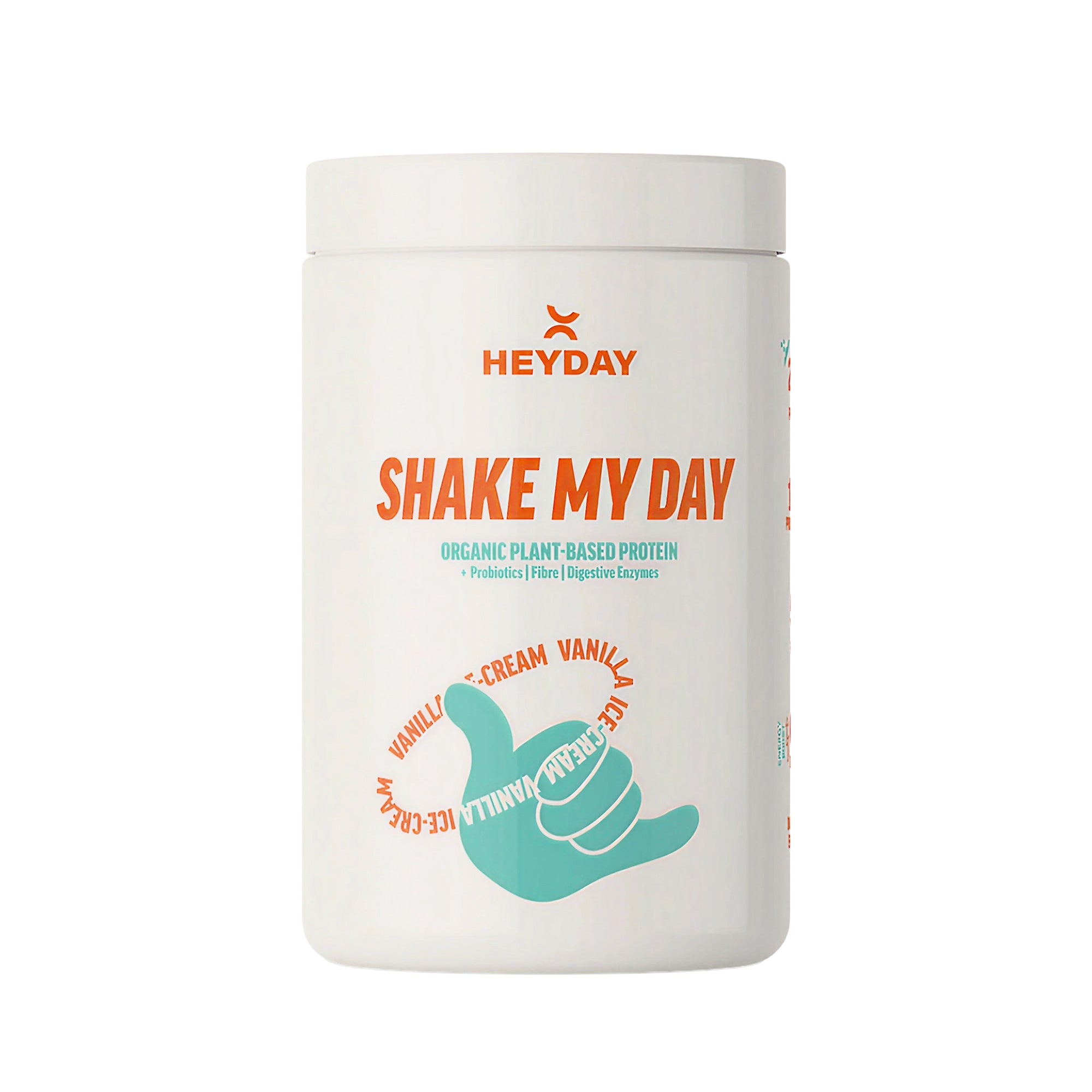Heyday Shake My Day Plant Protein Powder Vanilla Ice Cream Flavor Large Tub