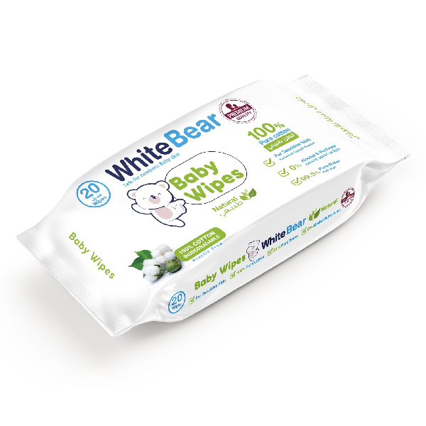 White Bear Baby Wipes 20Wipes Natural