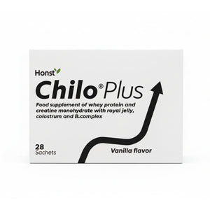 أكياس Honst Chilo Plus Protein & Creatine – بنكهة الفانيليا | مع فيتامينات B وغذاء ملكات النحل واللبأ 10PK