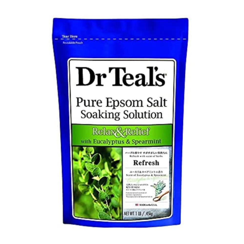 Dr teals spa salt 0.45kg pure epsom salt relax & relief with eucalyptus & spearmint