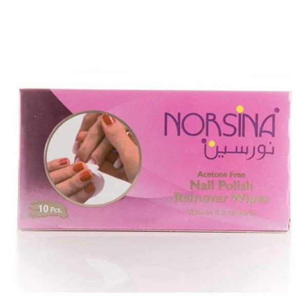 Norsina Nail Polish Remover Wipes 10pc With Glycerin And Vitamin E