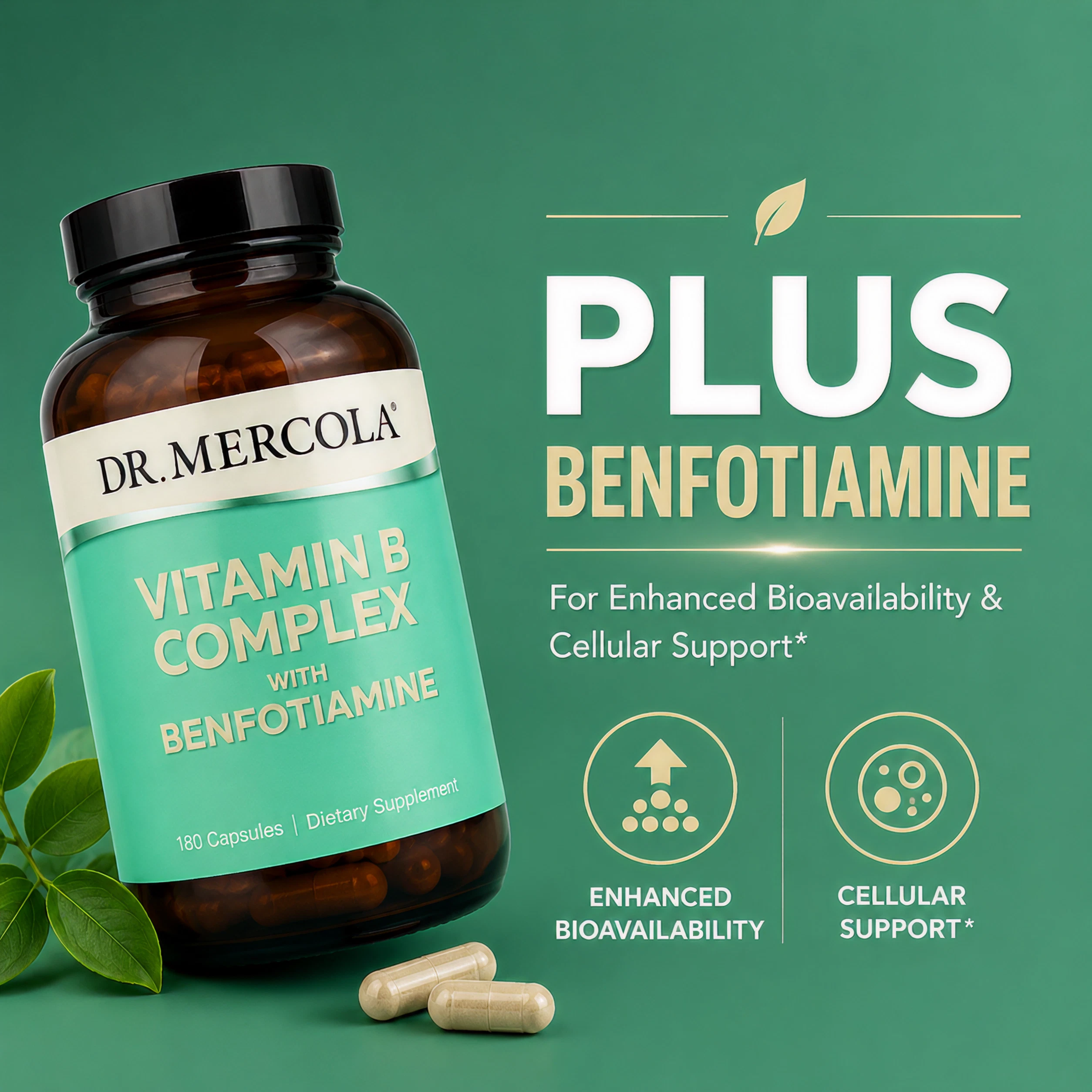 Dr. Mercola Vitamin B Complex with Benfotiamine - 180 Capsules