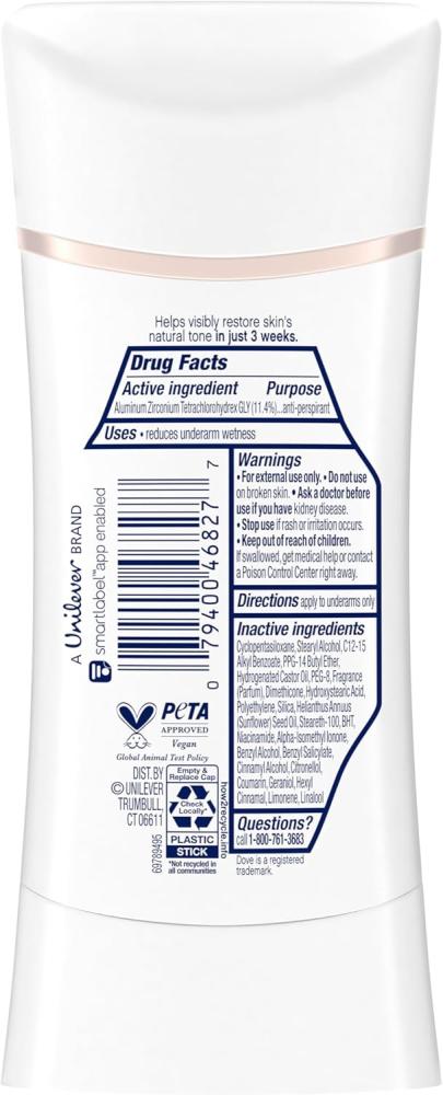 Dove Even Tone Antiperspirant Deodorant - Peach Blossom & Rice Milk (74g)