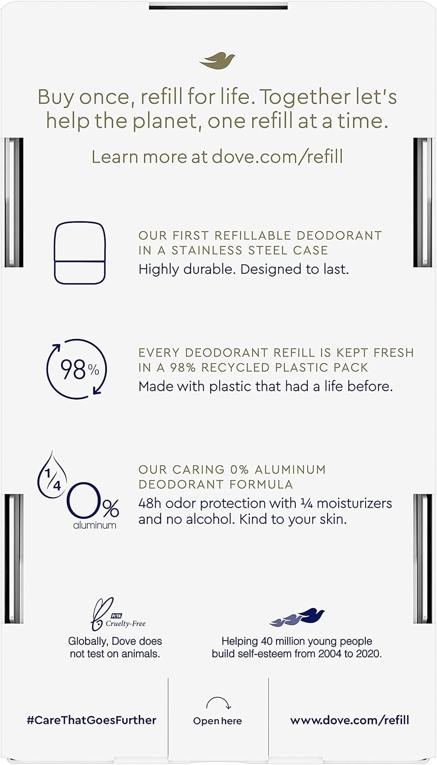 Dove 0% Aluminum Deodorant – Cucumber & Green Tea (Refillable - Starter Kit) (32 g)