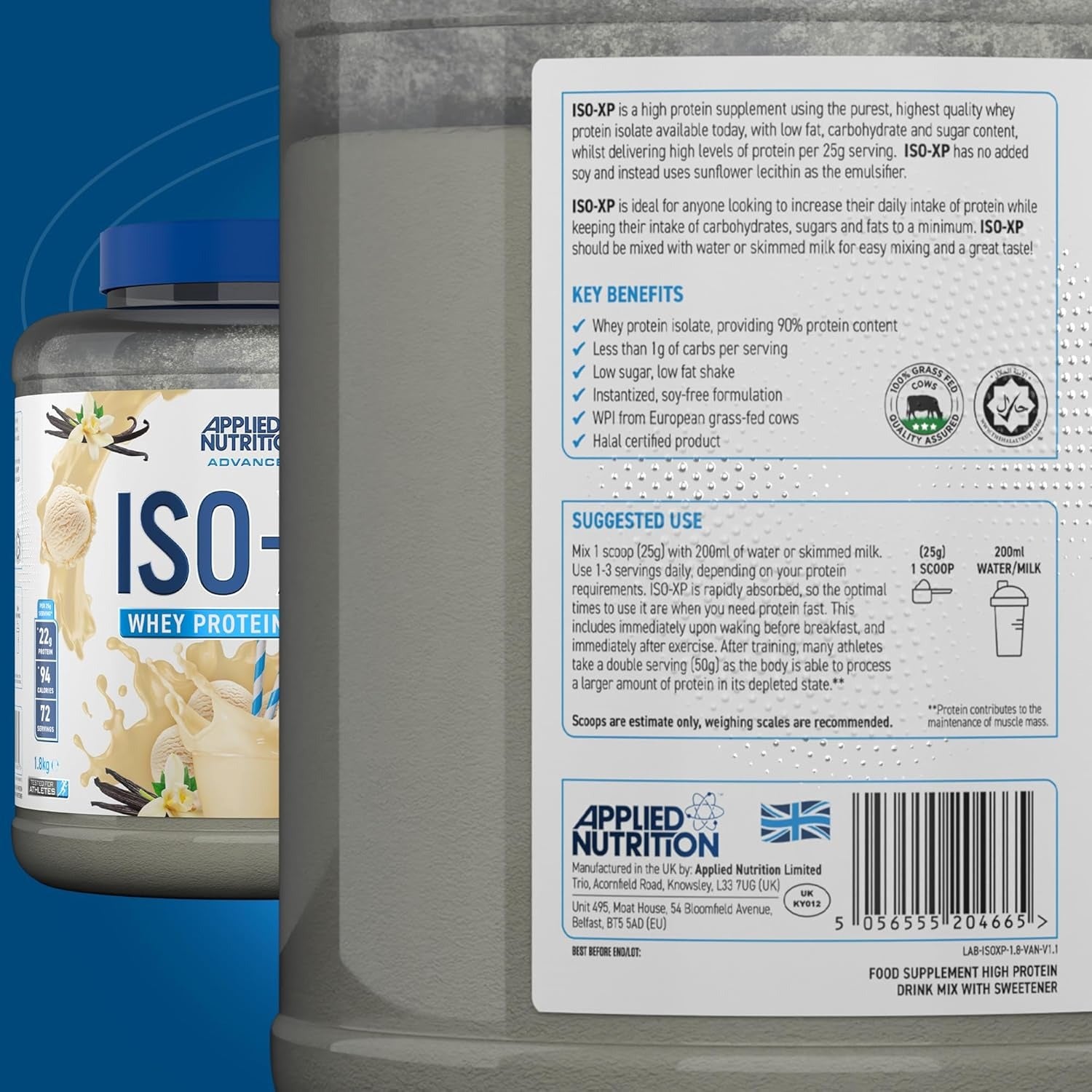 An Iso-XP 100% Whey Protein Isolate, Vanilla, 1.8 Kg