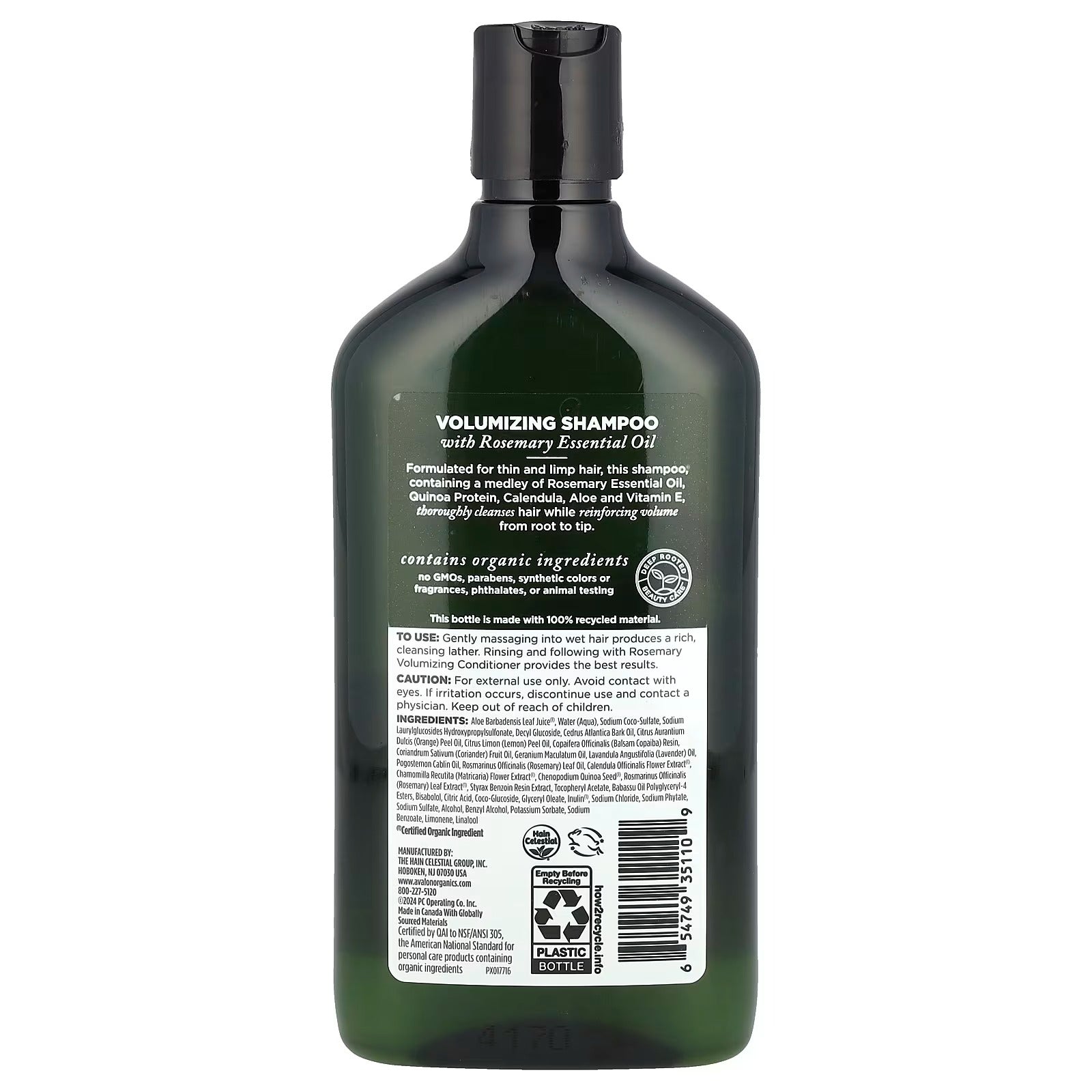 Avalon Organics Volumizing Rosemary Shampoo – For Thin & Limp Hair – 325ml