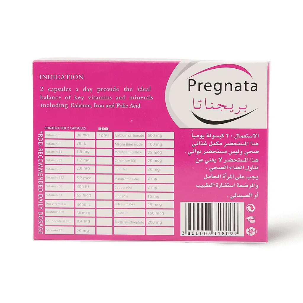 Pregnata Prenatal Multivitamin - 30 Capsules with Folic Acid, Iron & Calcium