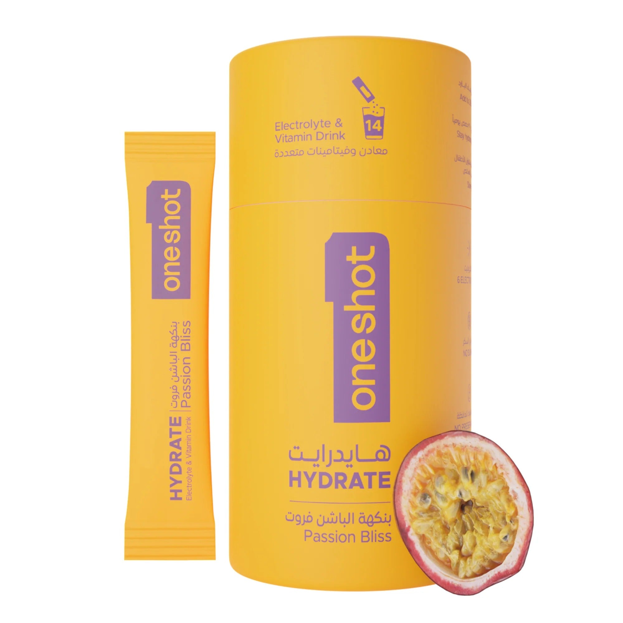 Oneshot Hydrate - Electrolyte Drink - Passion Bliss (14 Sticks)