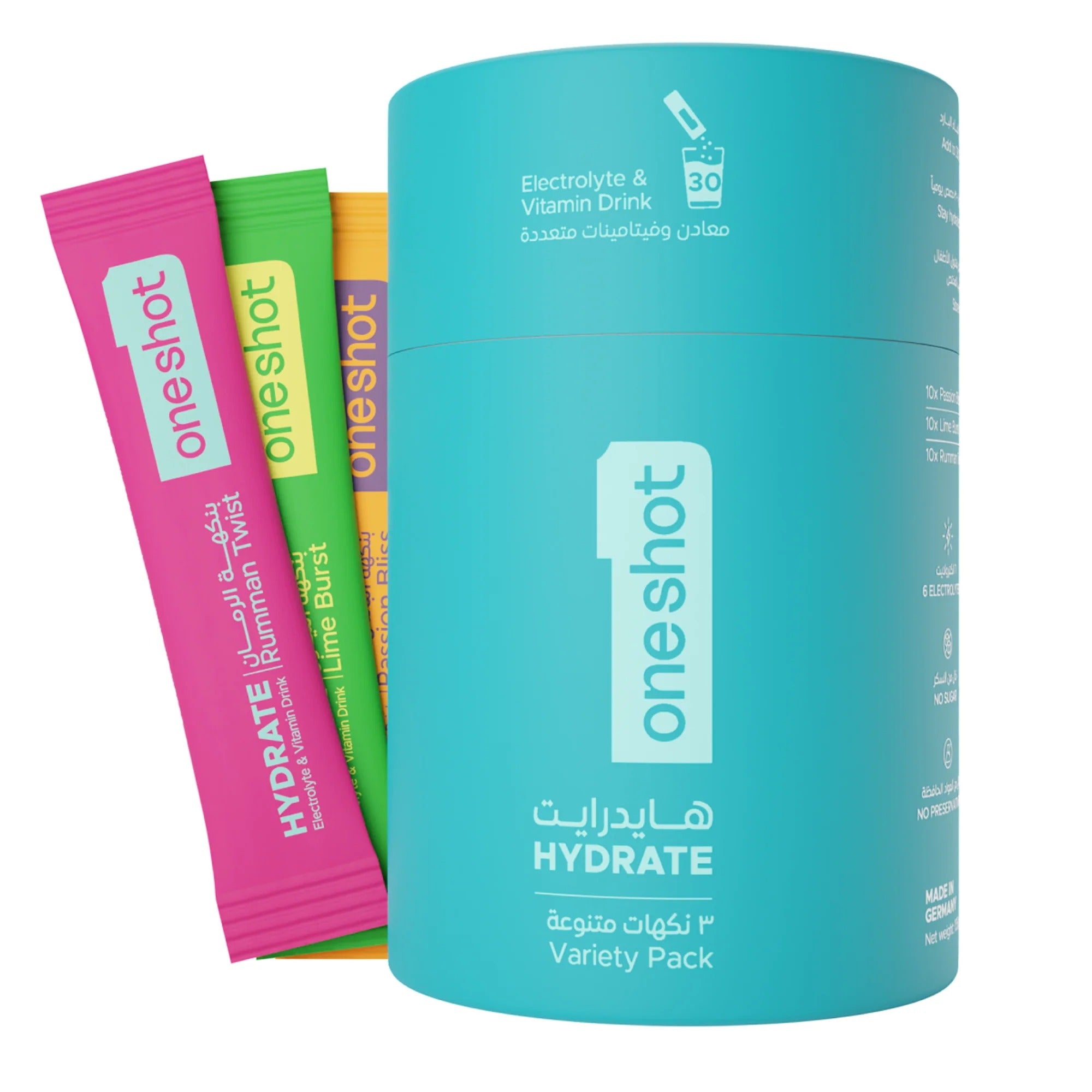 Oneshot Hydrate - Electrolyte Drink - Variety Pack (30 Sticks)