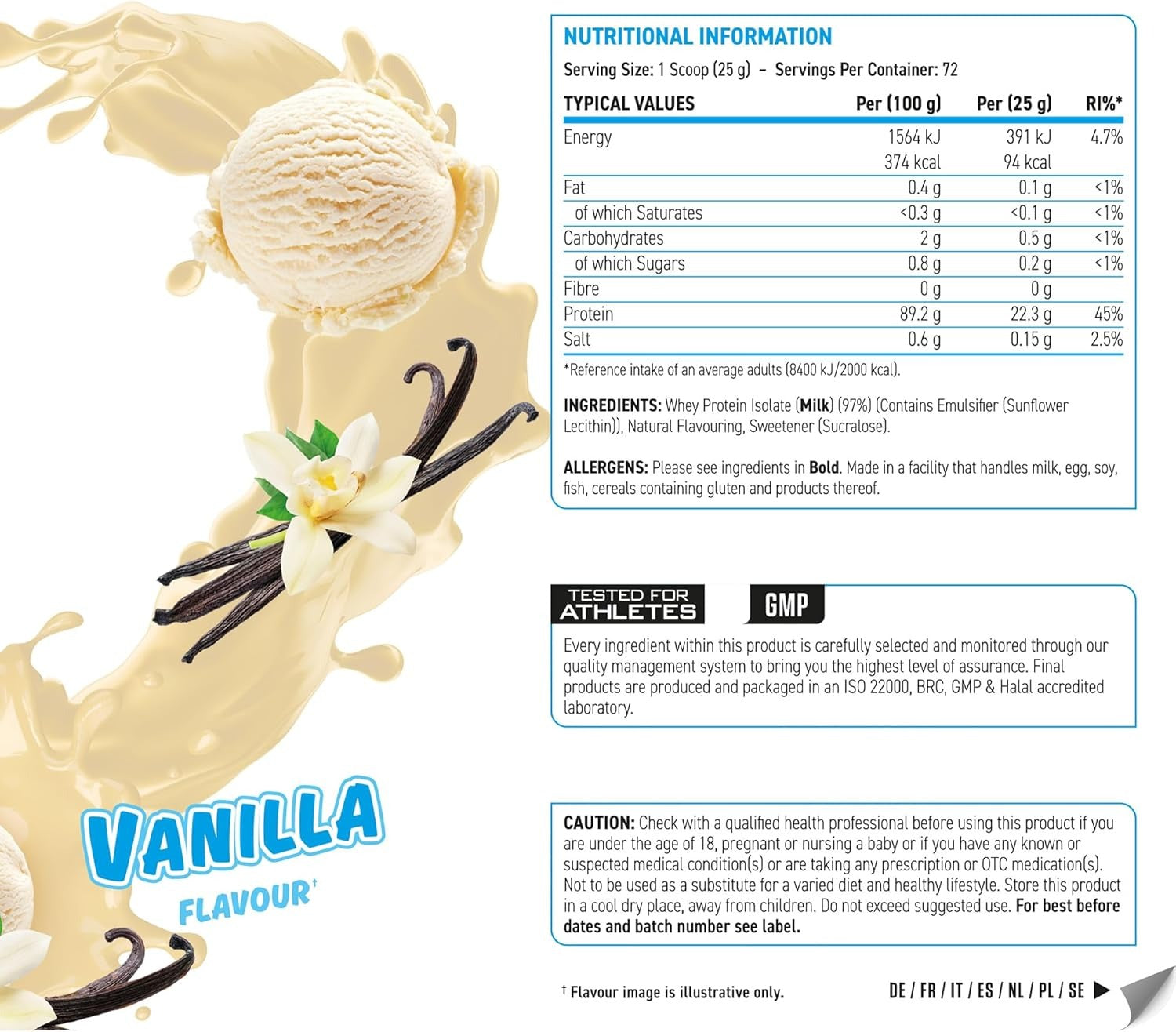 An Iso-XP 100% Whey Protein Isolate, Vanilla, 1.8 Kg