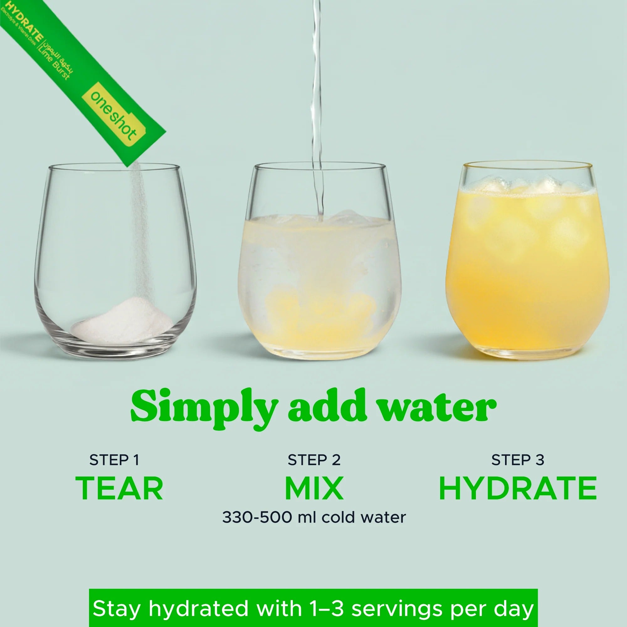 Oneshot Hydrate - Electrolyte Drink - Lime Burst (14 Sticks)