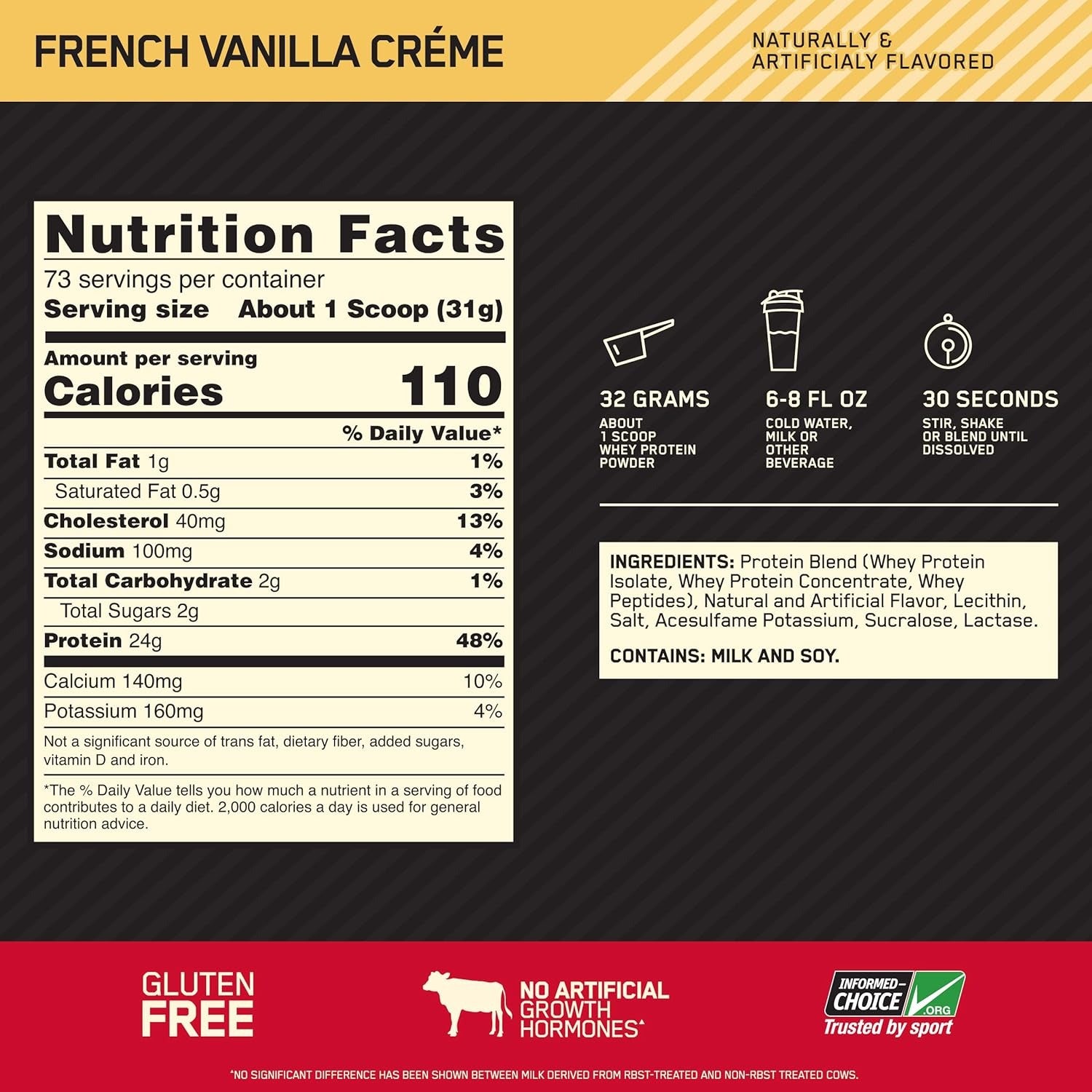 بروتين واي جولد ستاندرد 100% من أوبتيموم نيوتريشن فانيليا فرنسية 5 باوند