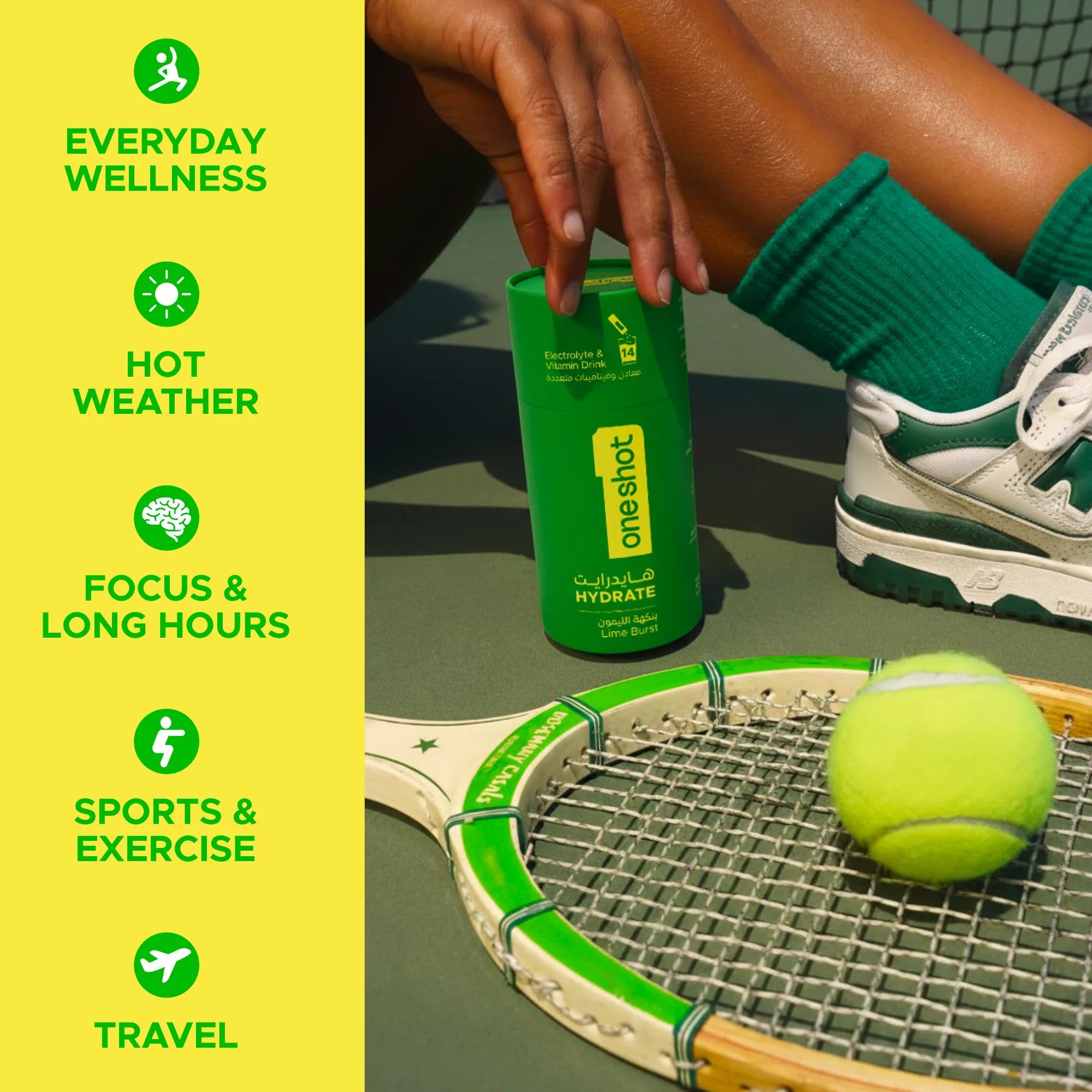 Oneshot Hydrate - Electrolyte Drink - Lime Burst (14 Sticks)