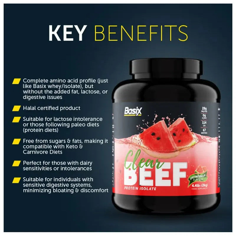 بروتين لحم بقري معزول من باسيكس كلير بنكهة البطيخ العصيري 4.4 رطل