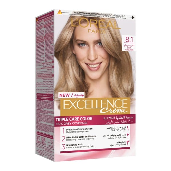 Loreal Loreal Hair Color Cream Excellence Triple Care 8.1 Light Ash Blonde