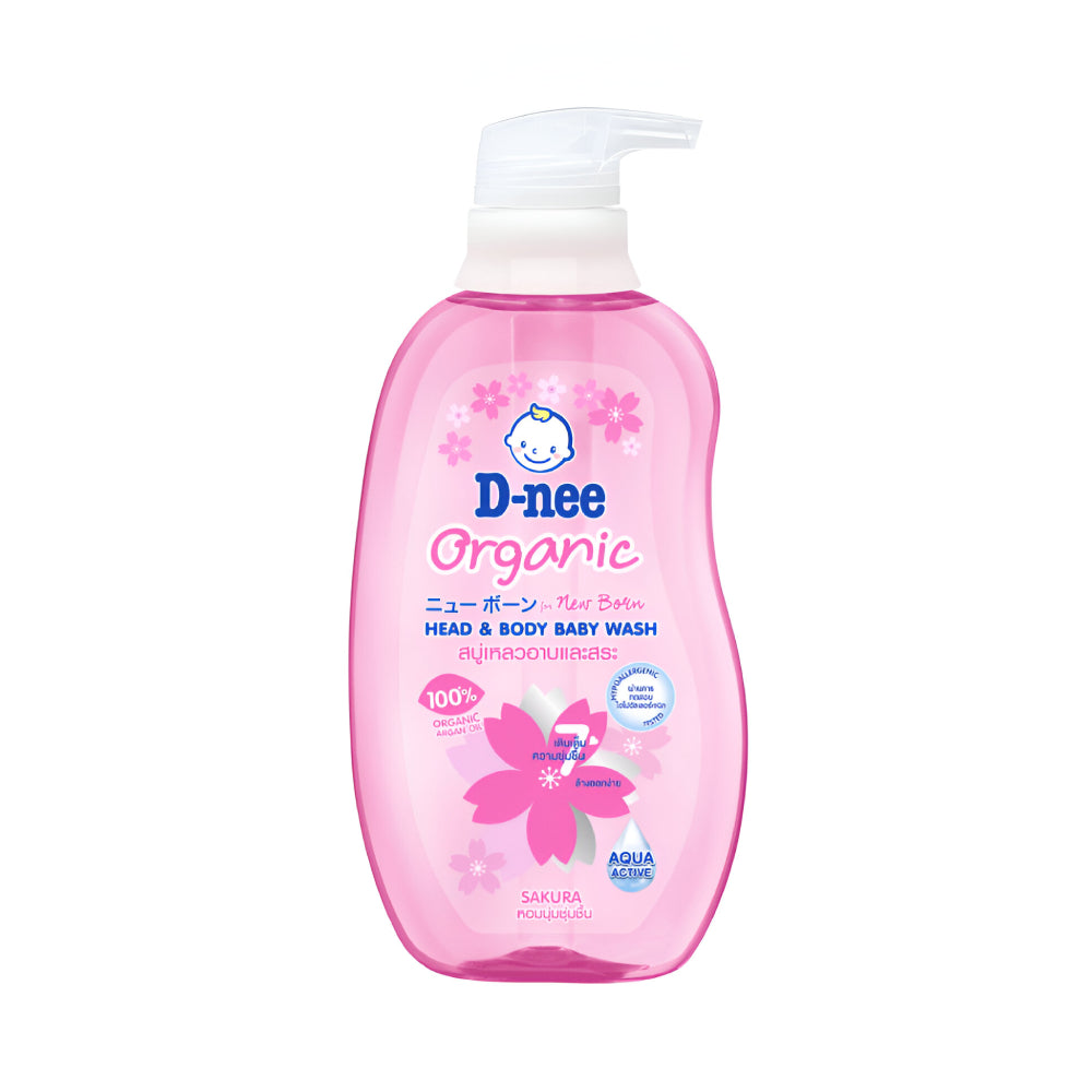 D-nee Baby Shampoo & Shower Gel 380ml Organic For Newborns With Natural Sakura Flower