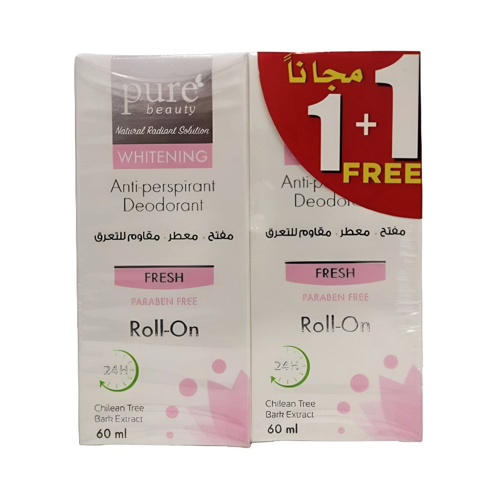 مزيل العرق Pure Beauty رول أون 60 مل تبييض 1 + 1 مجانًا منعش