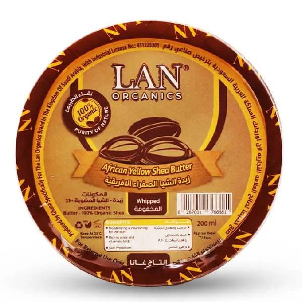 Lan organics shea butter 200ml african yellow lan