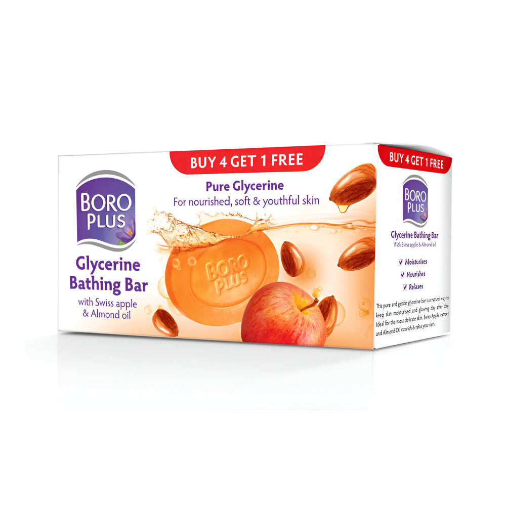 Boro plus bar soap 125g 4+1 free with glycerin and swiss apple oil with almond