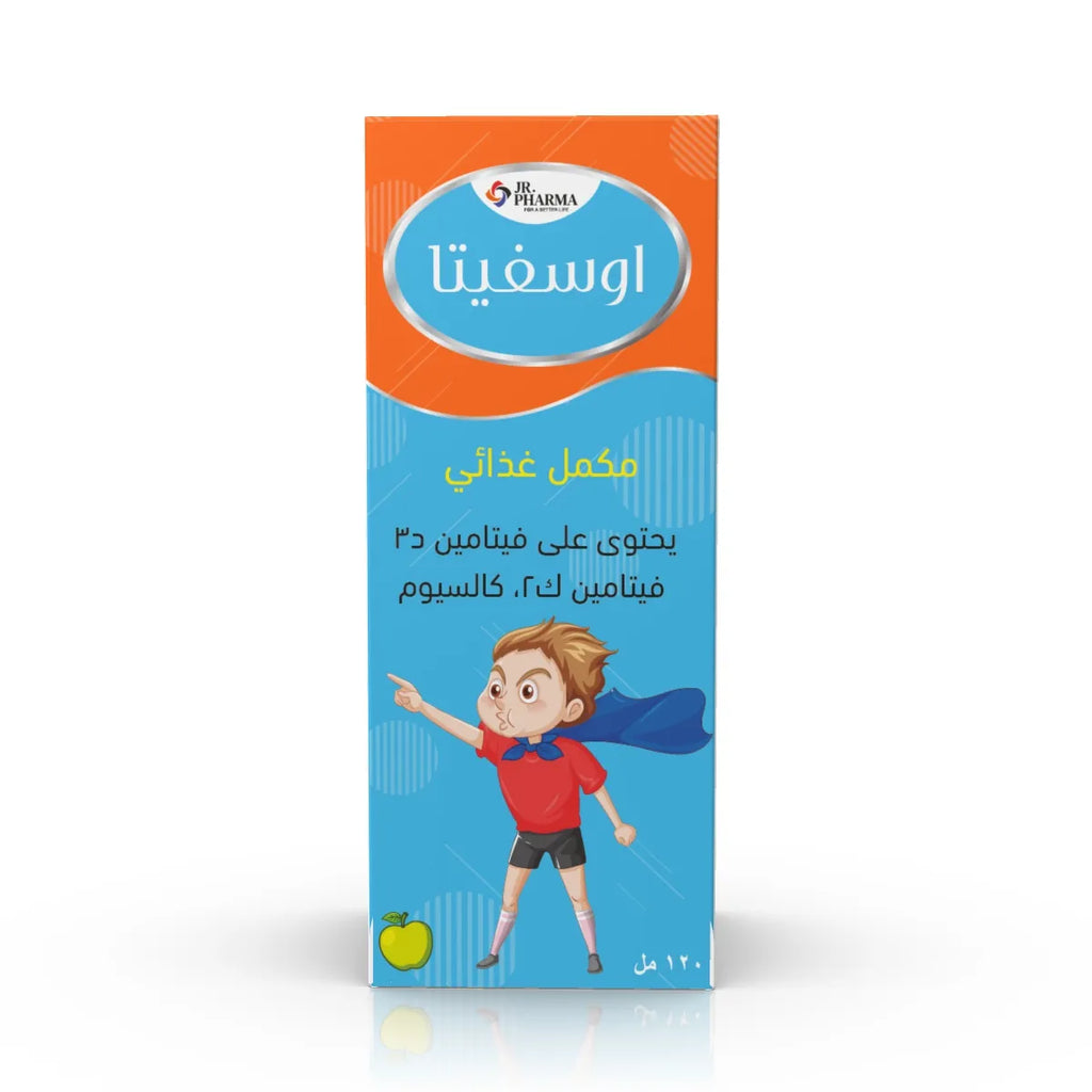 جونيور فارما أوسفيتا فيتامين D3 K2 كالسيوم شراب 120 مل