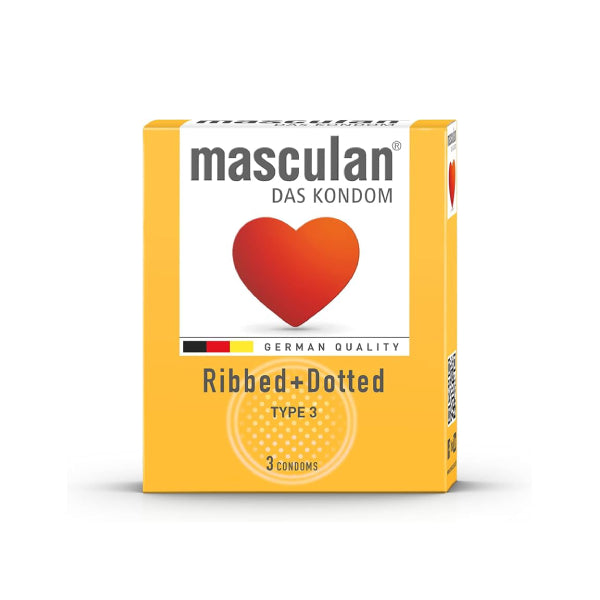 Masculan Condoms 3pc Ribbed + Dotted Type 3 v2