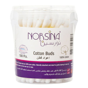 Norsina Cotton Swabs 100pc Round Container