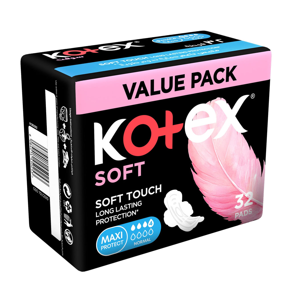 Kotex Maxi Soft Night Pads with Wings – 16 Count Overnight Protection