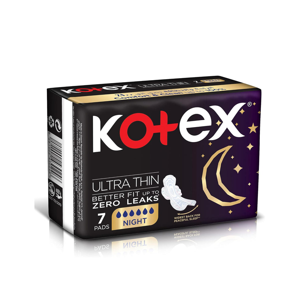 Kotex Ultra Thin Night Sanitary Pads with Wings - 7 Count Pack