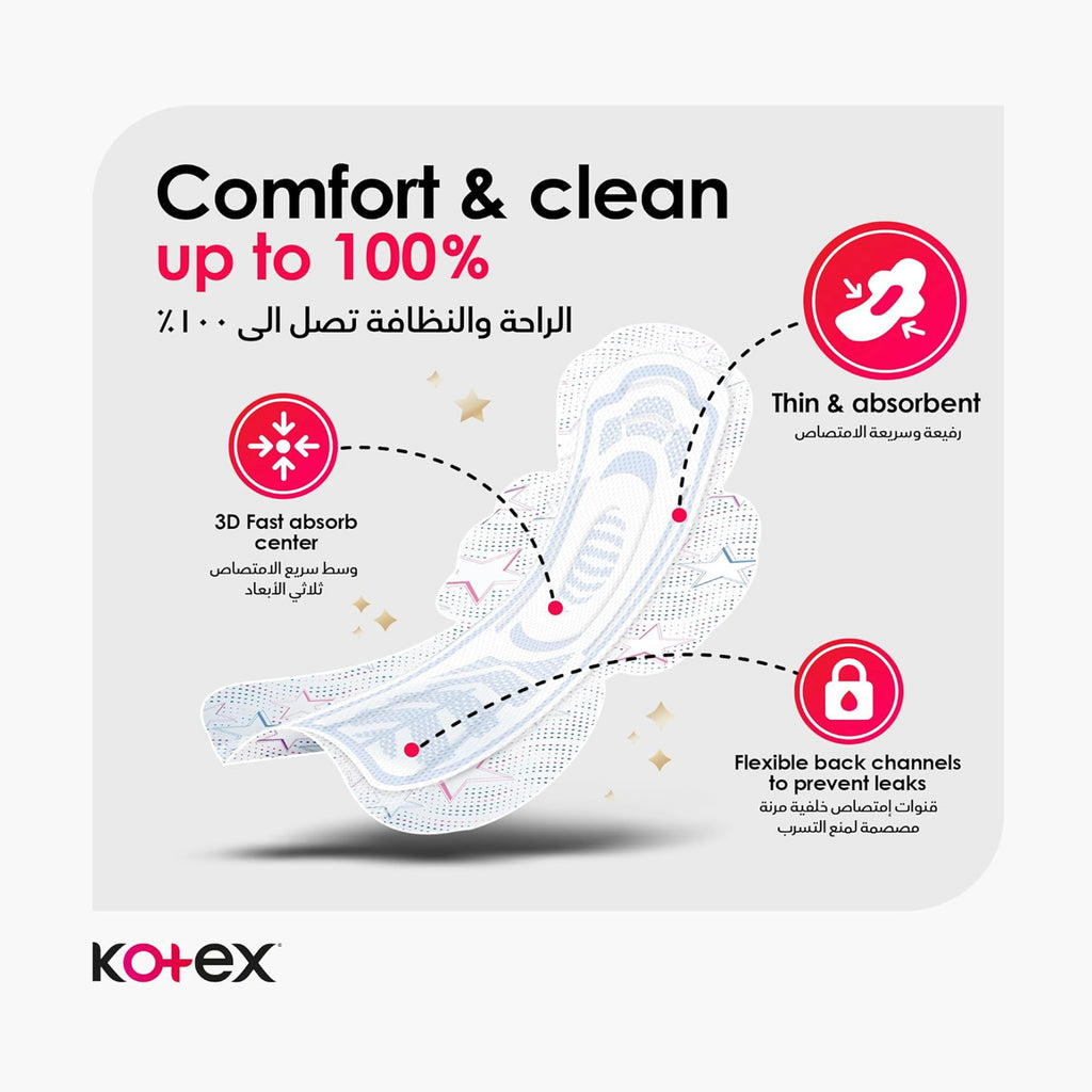 Kotex Ultra Thin Night Sanitary Pads with Wings - 7 Count Pack