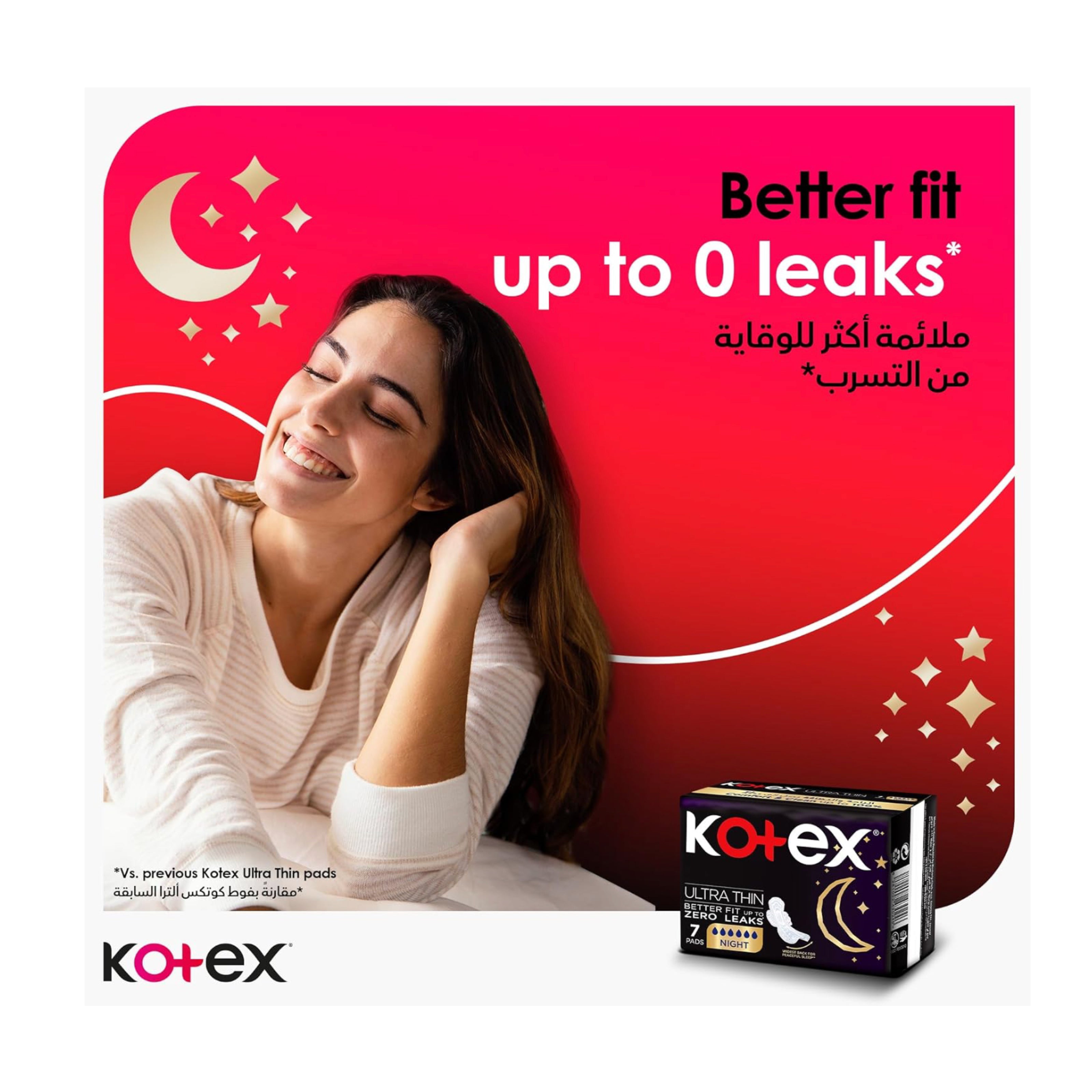 Kotex Ultra Thin Night Sanitary Pads with Wings - 7 Count Pack