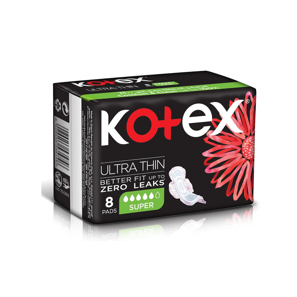 Kotex Ultra Thin Super Sanitary Pads with Wings - 8 Count Pack