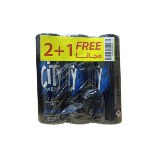 City men deodorant spray 150ml energise 2+1 free