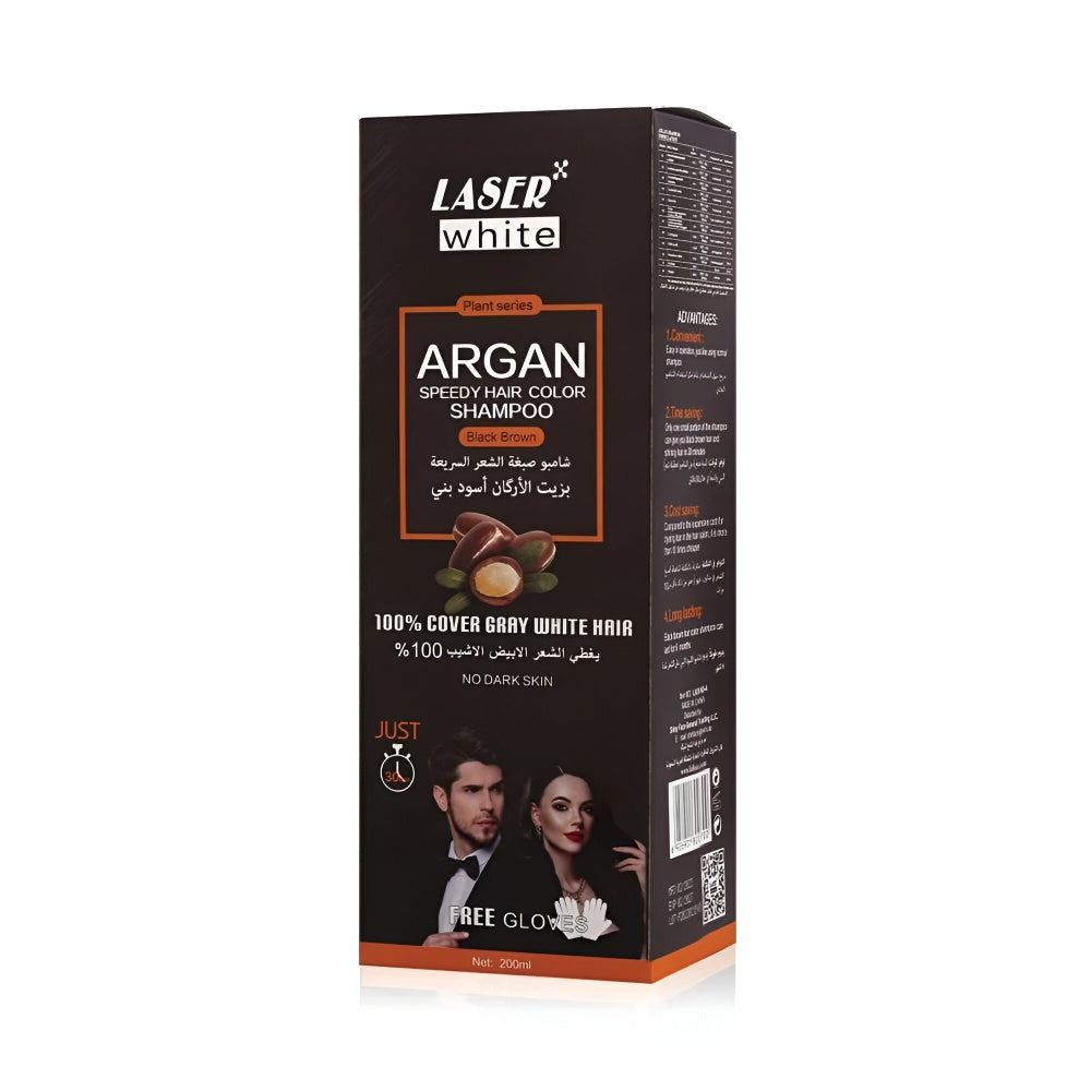 Laser White Laser White Color Shampoo Hair  200ml With Argan Oil Black Brown