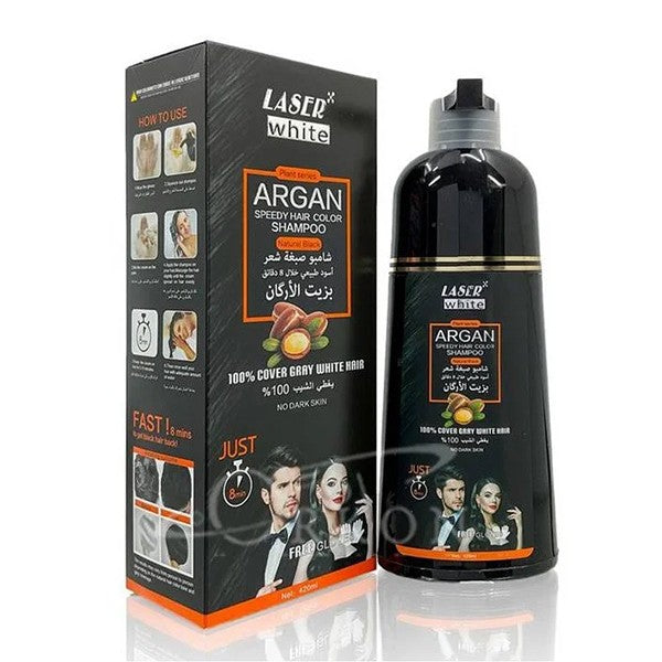 Laser White Laser White Color Shampoo Hair  420ml With Argan Oil Brown